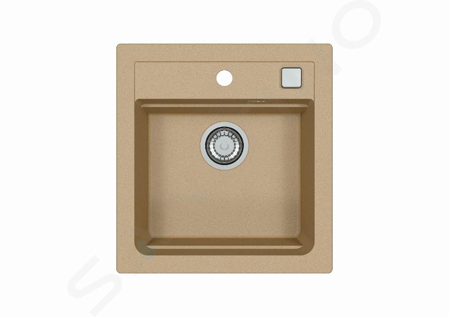 Alveus Atrox - Granieten spoelbak 470x500 mm, met draaiknopbediening, beige 1131988