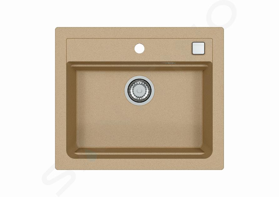 Alveus Atrox - Fregadero de granito 590x500 mm, con control de desagüe, beige 1131994