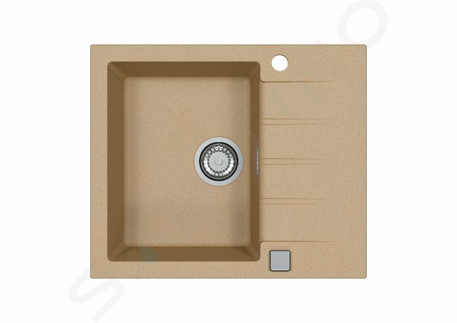 Alveus Cadit - Lavello in granito 590x500 mm, con comando dello scarico, beige 1132019