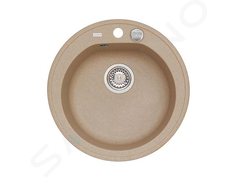 Alveus Niagara - Fregadero de granito diámetro 510 mm, con control de desagüe, beige 1076855