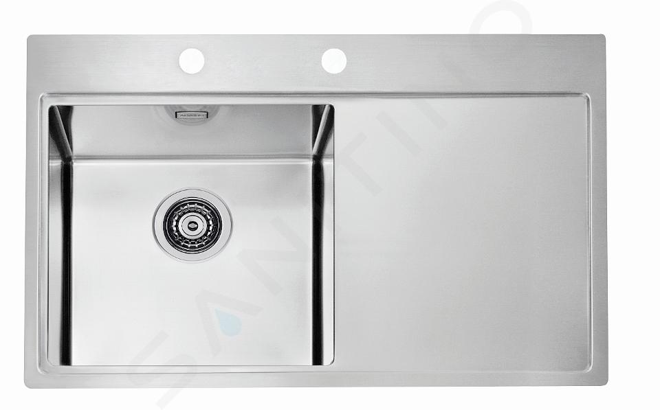 Alveus Pure - Spoelbak 79x53 cm, met afvoerbediening, links, rvs 1103610