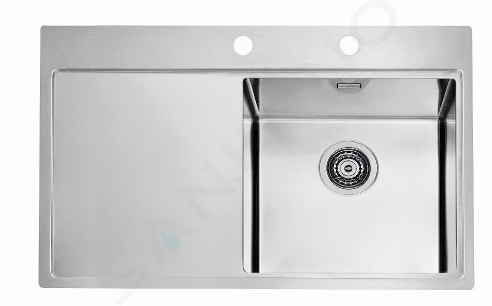 Alveus Pure - Spoelbak 79x53 cm, met afvoerbediening, rechts, rvs 1103651