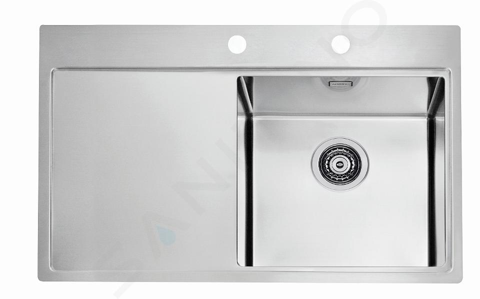 Alveus Pure - Lavello 790x525 mm, con comando dello scarico, dx, acciaio inox 1103651