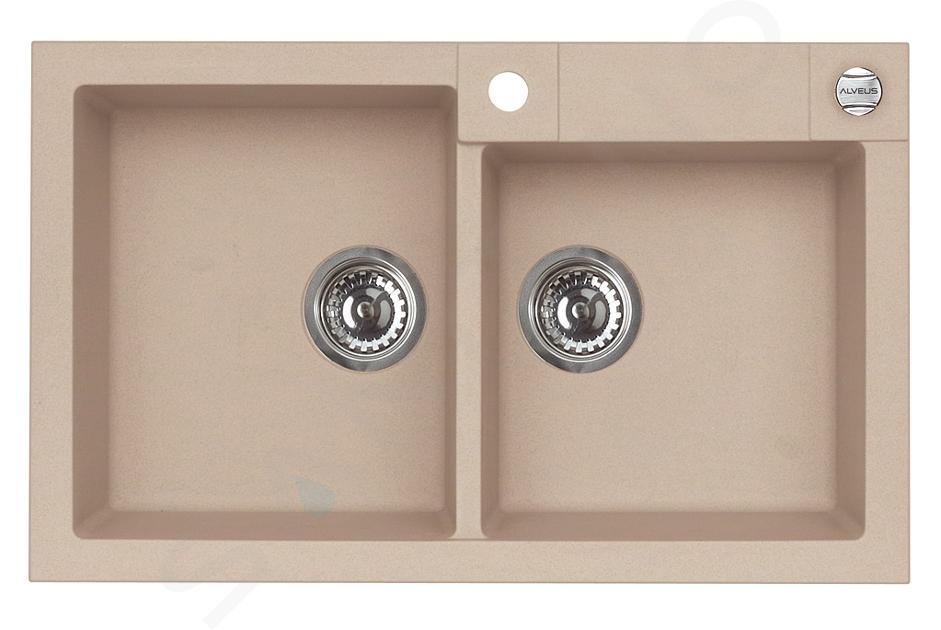 Alveus Rock - Fregadero de granito 780x480 mm, con control de desagüe, beige 1090962