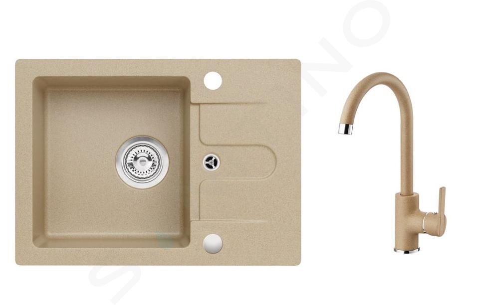 Alveus Sets - Set granieten spoelbak Cortina 10 en keukenkraan Tonia, beige SETA21009