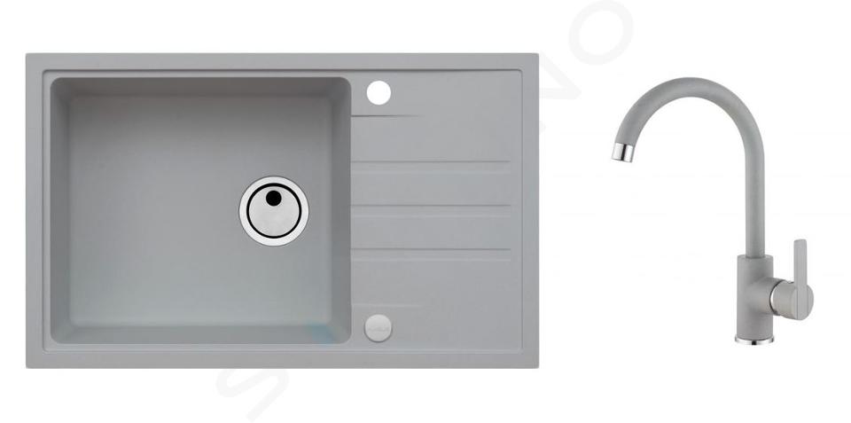 Alveus Set - Set lavello Intermezzo 130 e miscelatore Tonia, concrete SETA026