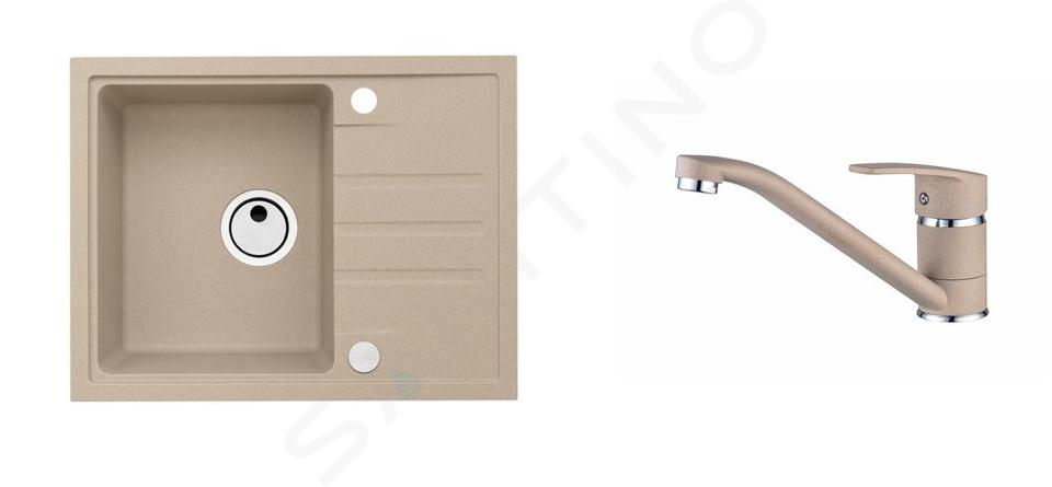 Alveus Set - Set lavello Intermezzo 30 e miscelatore Nina, beige SETA001