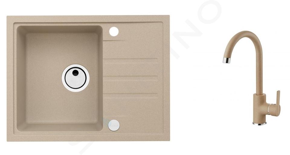 Alveus Sets - Set spoelbak Intermezzo 30 en keukenkraan Tonia, beige SETA359