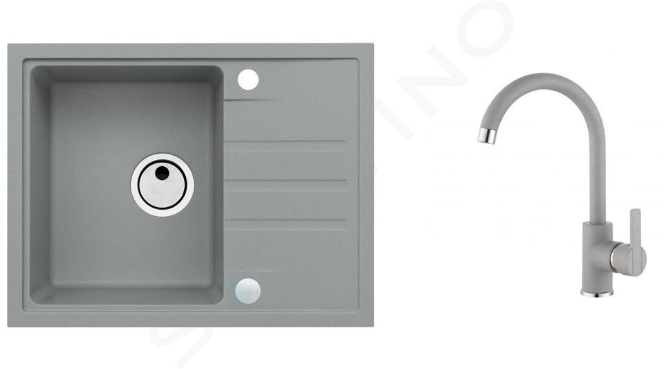 Alveus Set - Set lavello Intermezzo 30 e miscelatore Tonia, concrete SETA360