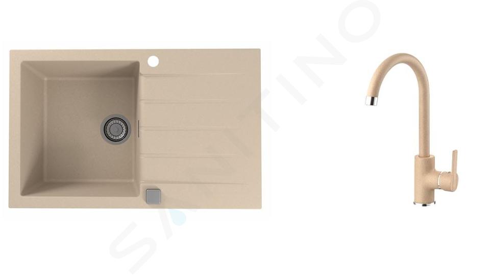 Alveus Sets - Set granieten spoelbak Cadit 20 en keukenkraan Tonia, beige SETA20012