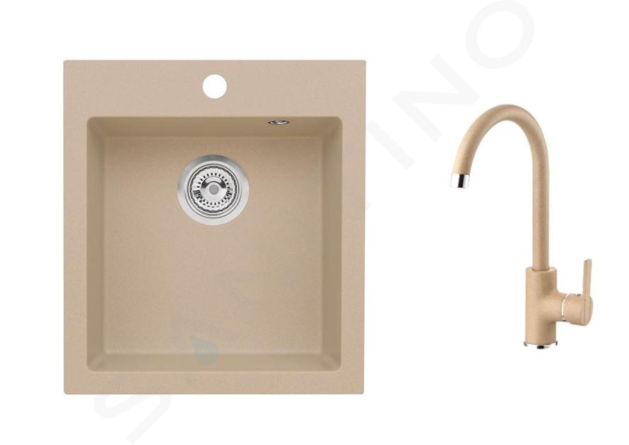 Alveus Sety - Set granitového dřezu Cortina 20 a baterie Tonia, beige SETA736