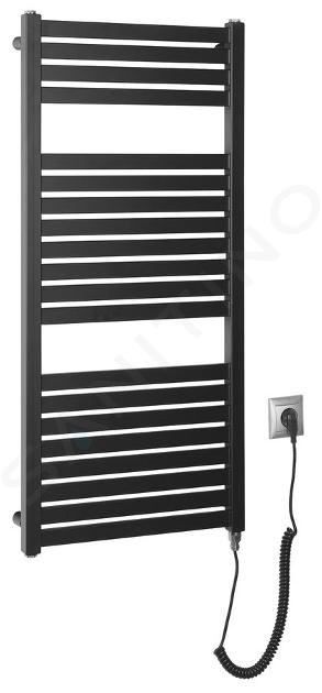 Aqualine Toalleros eléctricos - Toallero eléctrico Tondi-E 450x970 mm, 300 W, negro mate DE456T