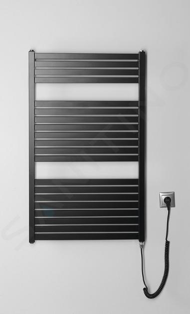 Aqualine Toalleros eléctricos - Toallero eléctrico Tondi-E 600x970 mm, 400  W, negro mate DE466T