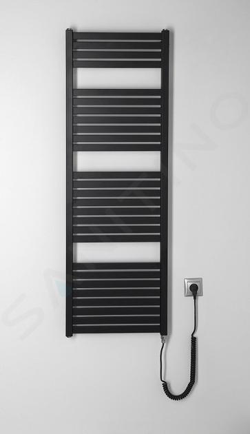 Aqualine Toalleros eléctricos - Toallero eléctrico Tondi-E 600x1330 mm, 600  W, negro mate DE486T