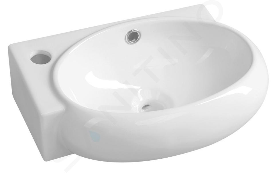 Sapho Small - Lavoar de serviciu Ribera 43x29 cm, cu preaplin, orificiu pentru baterie în stânga, alb AR498
