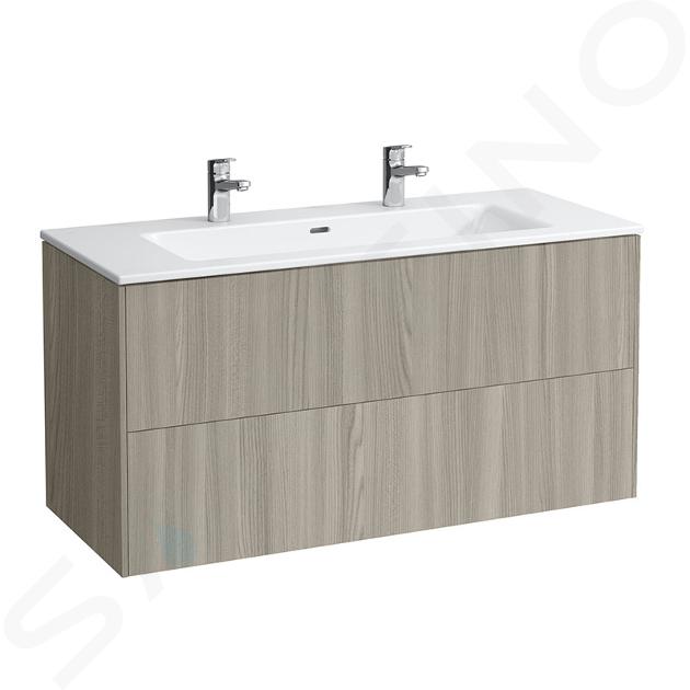 Laufen Pro S - Kast met dubbele wastafel, 1200x500x610 cm, 2 laden, licht iep H8649632621071