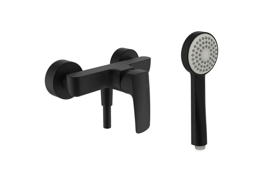 Laufen Laurin - Zuhanyszett keverővel, 1 vízsugárral, matt fekete HF500750428600