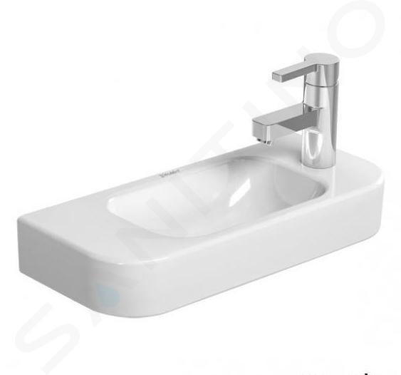 Duravit Happy D.2 - Lavamanos 500x220 mm, sin rebosadero, con orificio para grifo a la derecha, WonderGliss, blanco 07115000081