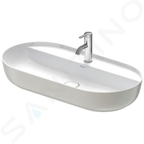 Duravit Luv - Lavabo da appoggio, 80x40 cm, senza troppopieno, con foro per miscelatore, bianco/grey satin matt 0380802300