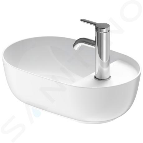 Duravit Luv - Lavamani da appoggio, 42x27 cm, senza troppopieno, con foro per miscelatore, WonderGliss, bianco/white satin matt 03814226001