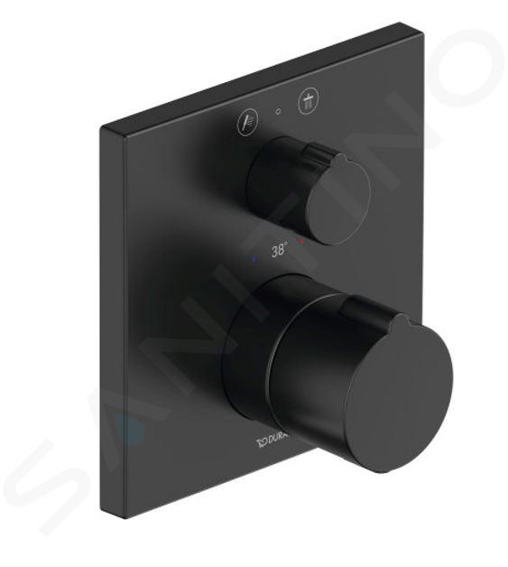 Duravit C.1 - Mitigeur thermostatique de douche encastré, pour 2 sorties, noir mat C14200013046