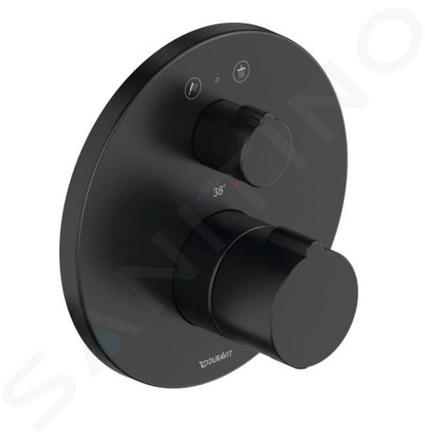 Duravit C.1 - Baterie de duș termostatată încastrată, pentru 2 consumatori, negru mat C14200014046