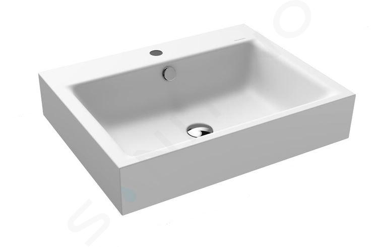 Kaldewei Puro - Lavabo da appoggio, 60x46 cm, con sfioratore, con foro per rubinetto, Perl-Effekt, bianco 900706013001