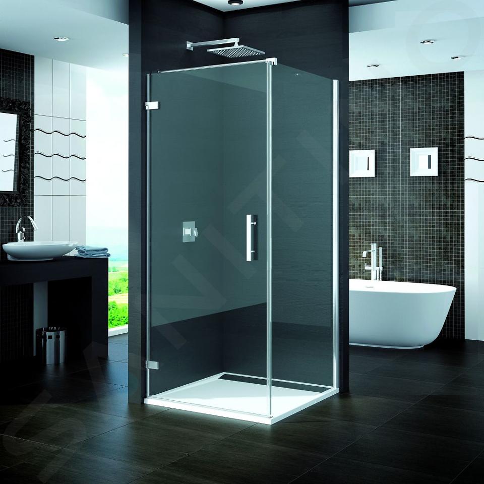 SanSwiss Pur - Boční stěna s vyrovnávacím profilem, 90 cm - barva chrom, sklo Durlux PUDT2P0901022