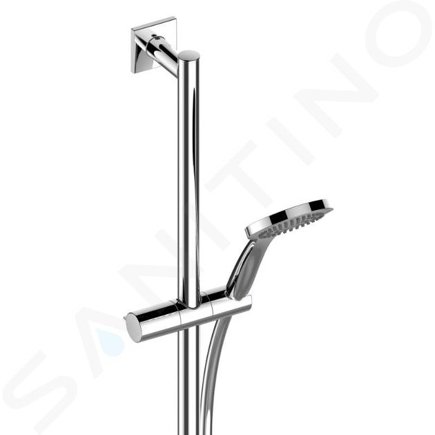 Keuco IXMO - Conjunto de cabezal de ducha, 3 chorros, barra 86 cm y manguera, cromo 59587010802