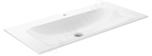 Keuco Plan - Lavabo 101x49 cm, troppopieno nascosto, foro per miscelatore, CleanPlus, bianco 32970311001