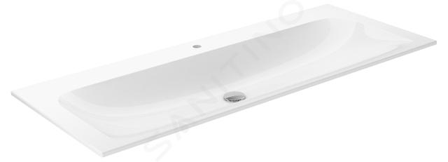 Keuco Plan - Lavabo 121x49 cm, troppopieno nascosto, foro per miscelatore, CleanPlus, bianco 32980311201