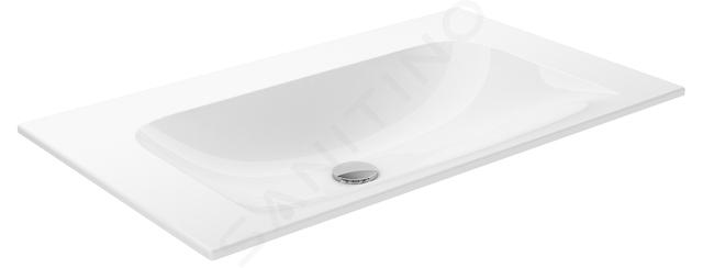Keuco Plan - Lavabo 81x49 cm, senza troppopieno, senza foro per miscelatore, CleanPlus, bianco 32960318000