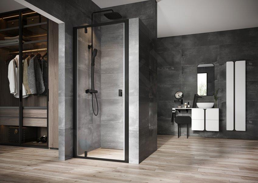 Ravak Nexty - Porte de douche pivotante 800 mm, noir/verre clair 03O40300Z1