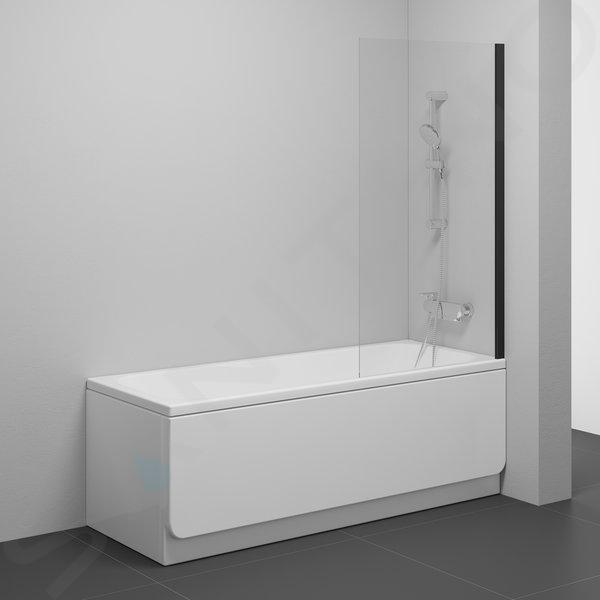 Ravak Nexty - Schermo da bagno 80x140 cm, nero/vetro trasparente 7O840300Z1