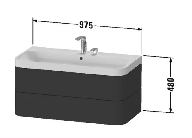 Duravit Happy D.2 Plus - Wastafelonderkast met wastafel 48x98x49