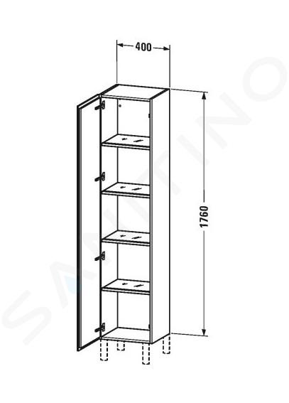 Duravit L-Cube - Armario alto para baño 1760x400x363 mm, bisagras a la  izquierda, blanco mate LC1180L1818