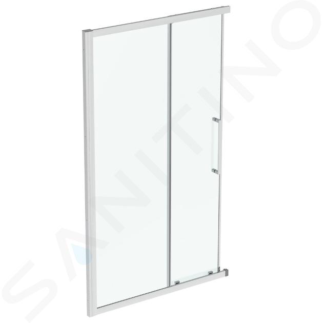 Ideal Standard i.Life - Drzwi prysznicowe przesuwne, dwuczęściowe, 120 cm, kolor srebrny jasny/szkło przezroczyste T4859EO