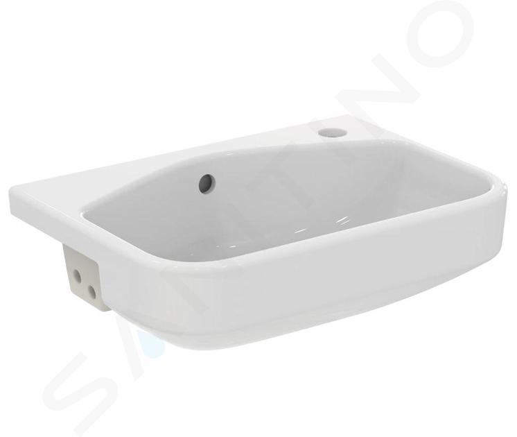 Ideal Standard i.Life S - Lavabo semiencastrable, 500x360 mm, con rebosadero, orificio para grifo a la derecha, blanco T458801