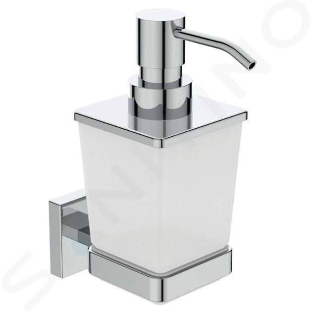 Ideal Standard IOM Square - Dispensador de jabón con soporte, cristal opaco/cromo E2252AA