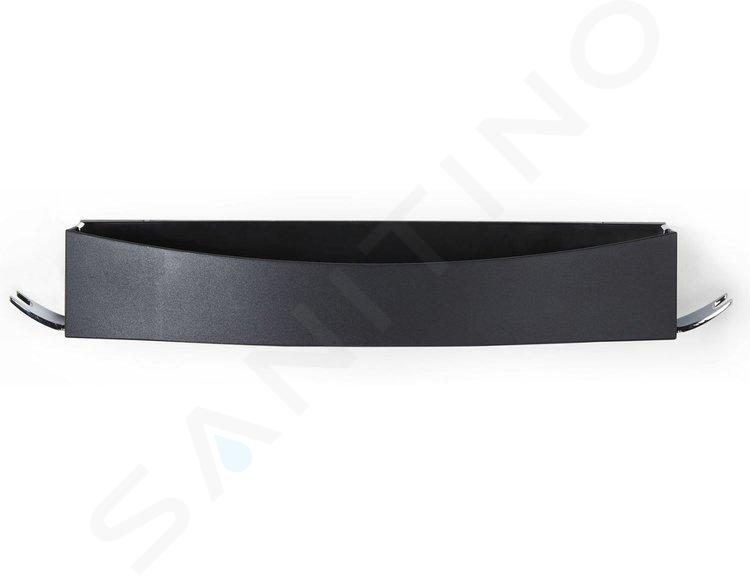 Compactor Clever Flip - Polička s háčky 44x11x7 cm, černý plast/chrom RAN9652
