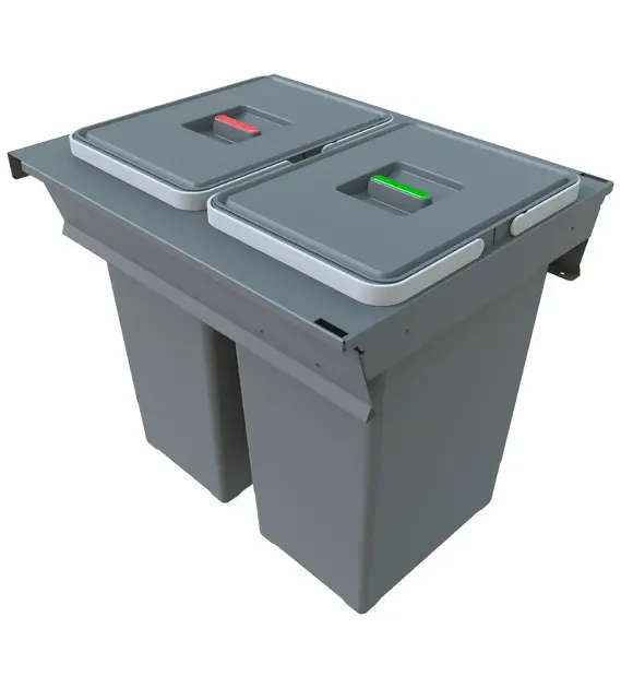 Elletipi Square 2.0 - Inbouw afvalemmer, met gesplitst, 48 l PA3 INC5045B