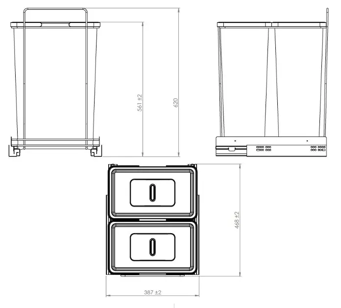 Pattumiera Raccolta Differenziata Sottolavello 15+15 Lt PTC28 06050 3F  Elletipi