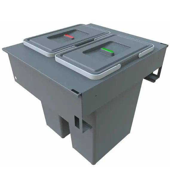 Elletipi Square 2.0 - Poubelle encastrable, cloisonnée, 70 l PA3 LEC5060F