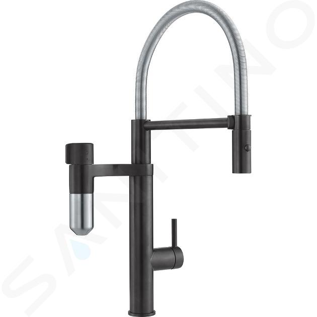 Franke Grifos de filtrado - Grifo de fregadero Vital Tap con unidad de filtración, brazo flexible y ducha, negro mate/acero inoxidable 120.0621.313