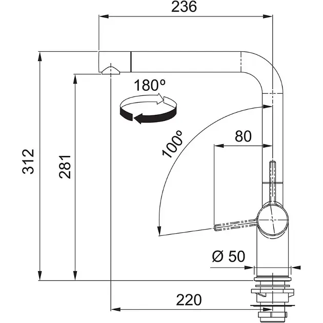 Franke Active New - Spültischarmatur FN 6100.071, Onyx 115.0653  