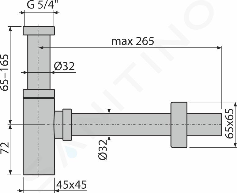 Siphon pour lavabo multi-directionnel D. 32 mm