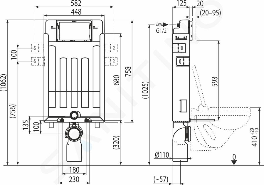 Fixations de wc suspendu Ø8 mm longueur 65 mm - Manubricole