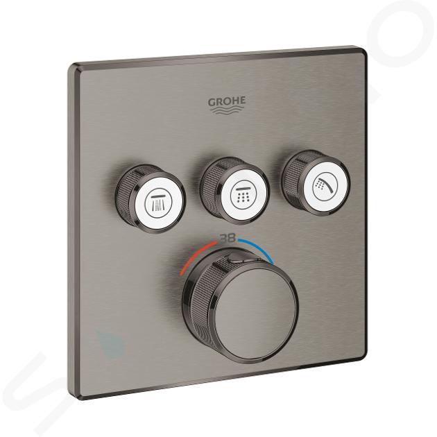 Grohe Grohtherm SmartControl - Miscelatore termostatico ad incasso, 3 utenze, Hard Graphite spazzolata 29126AL0