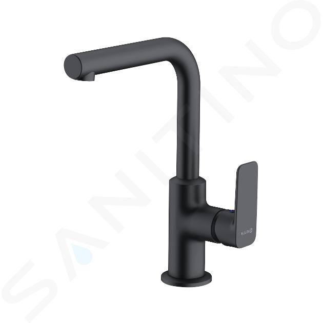 Kludi Pure&Style - Miscelatore da lavabo con braccio di erogazione girevole, nero opaco 400243975