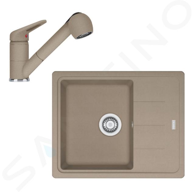 Franke Set - Set da cucina G55, lavello in fragranite BFG 611-62 e miscelatore FC 9547.424, cashmere 114.0509.994